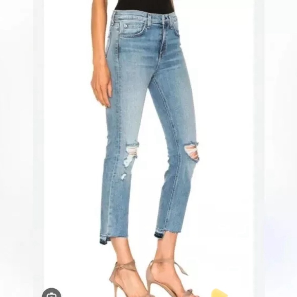Rag and bone HIGH-RISE STOVE PIPE DISTRESSED STEP HEM JEANS/PROSPECTOR Size 25